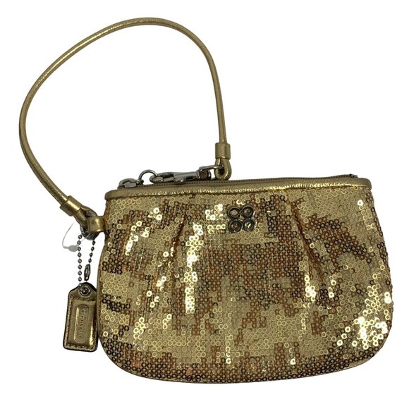 COACH Gold Sequins Evening Universal Small Wristlet 44509 NWOT - Picture 1 of 10